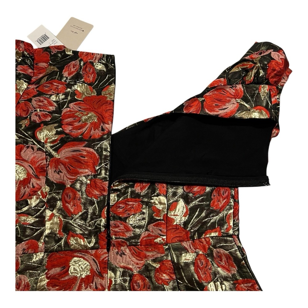 NWT Adelyn Rae Claris Mini Dress L Pink Black Floral Puff Sleeve Formal Party - Picture 11 of 16